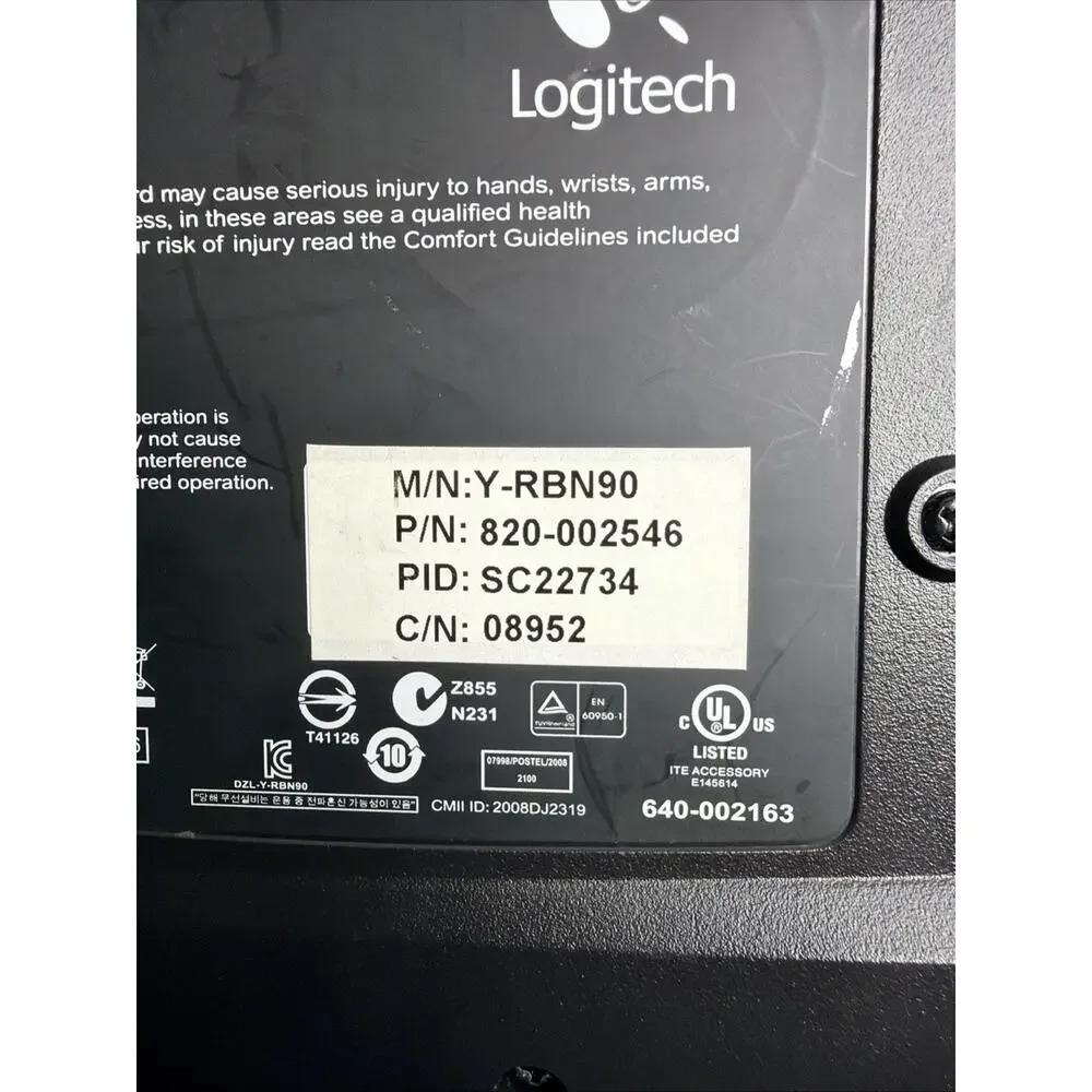 Logitech K350 Wireless Keyboard W/ Unify Wireless Receiver Dongle TESTED WORKING